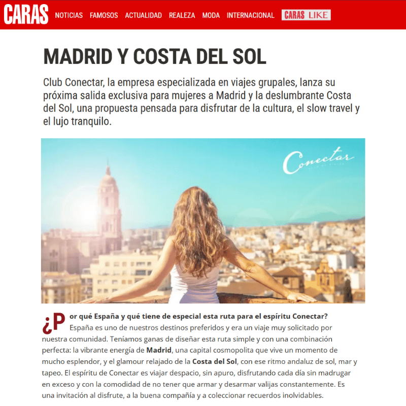 Nota Revista Caras Madrid y Costa del Sol